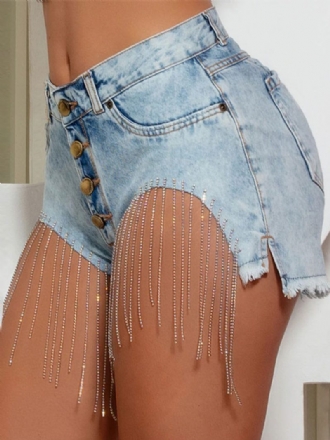 Damen-shorts Mit Fransen Polyester Lässig