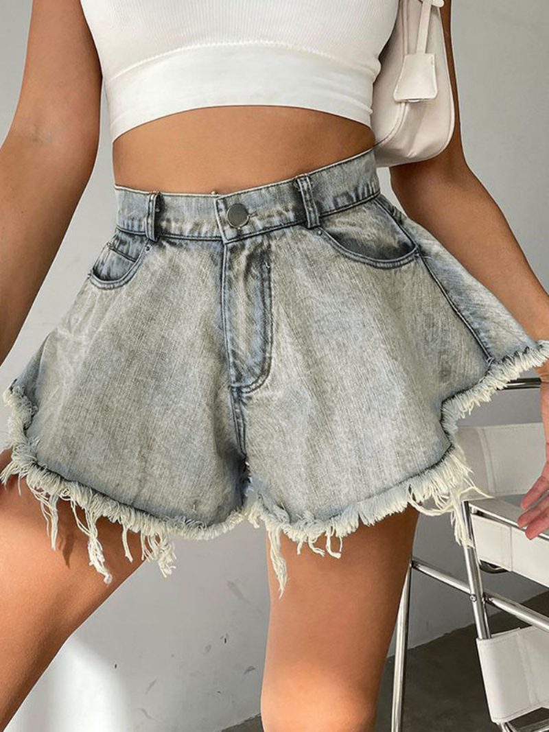 Shorts Für Damen Denim-cowboy-hose Mit Fransen