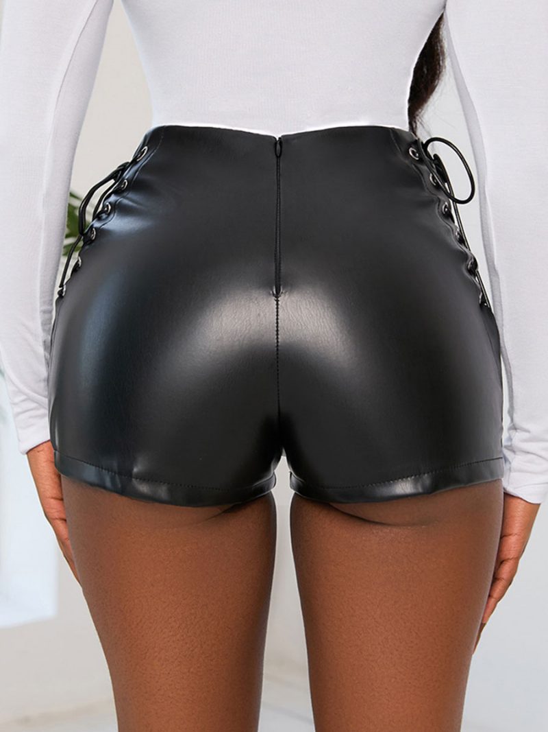 Shorts Für Damen Pu-leder Freizeithose - Schwarz