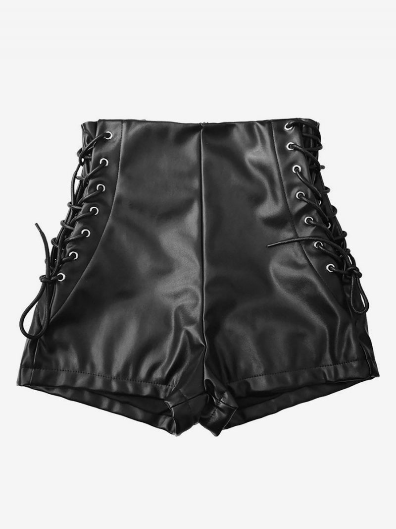 Shorts Für Damen Pu-leder Freizeithose - Schwarz