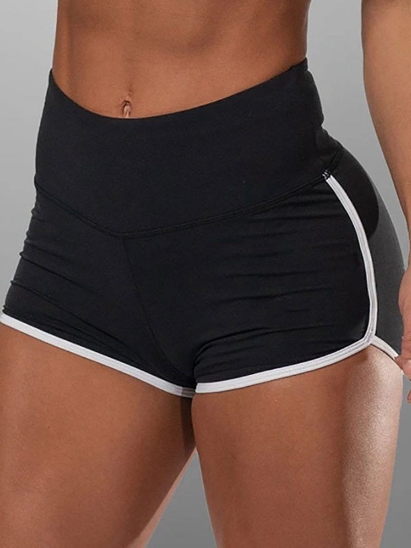 Skinny-shorts Für Damen Lila Streifenmuster Sportliche Sommershorts Mit Natürlicher Taille - Schwarz