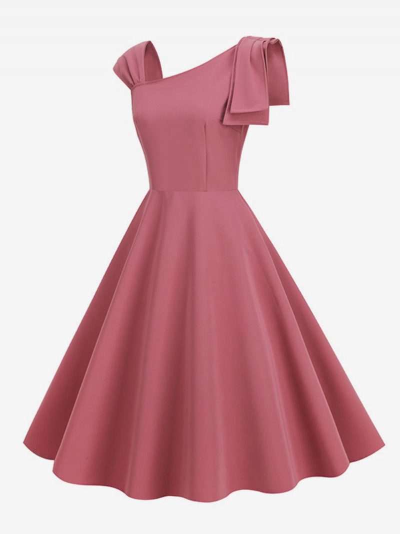 Damen-retro-kleid Im Audrey-hepburn-stil Der 1950er Jahre Ärmelloses Mittelgroßes Rockabilly-kleid - Rougerosa