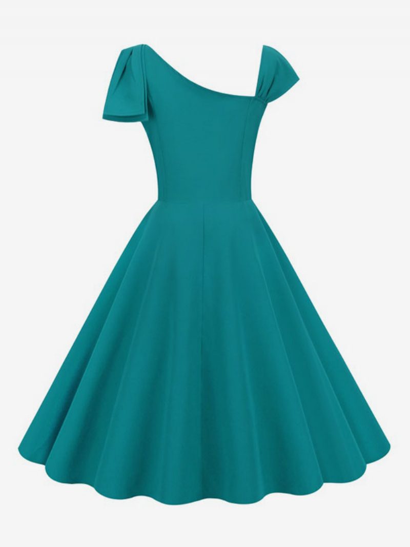 Damen-retro-kleid Im Audrey-hepburn-stil Der 1950er Jahre Ärmelloses Mittelgroßes Rockabilly-kleid - Cyan