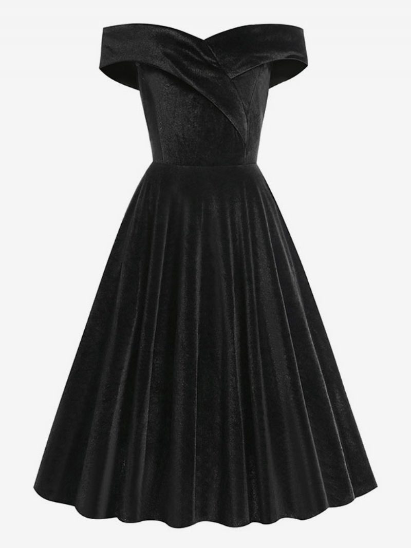 Damen-retro-kleid Im Audrey-hepburn-stil Der 1950er-jahre Bateau-ausschnitt Ärmellos Mittleres Swing-kleid