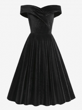 Damen-retro-kleid Im Audrey-hepburn-stil Der 1950er-jahre Bateau-ausschnitt Ärmellos Mittleres Swing-kleid