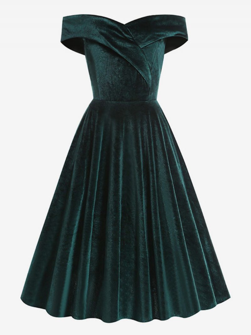 Damen-retro-kleid Im Audrey-hepburn-stil Der 1950er-jahre Bateau-ausschnitt Ärmellos Mittleres Swing-kleid - Cyan