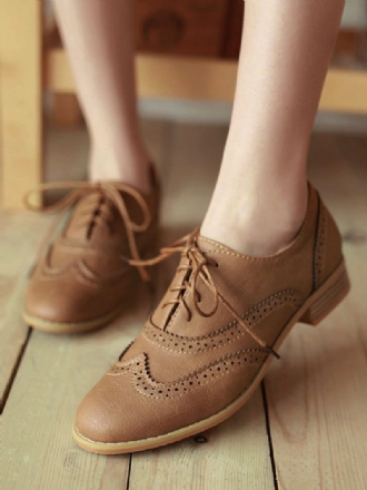 Braune Wingtip-brogues Zum Schnüren Für Damen Lässige Oxfords