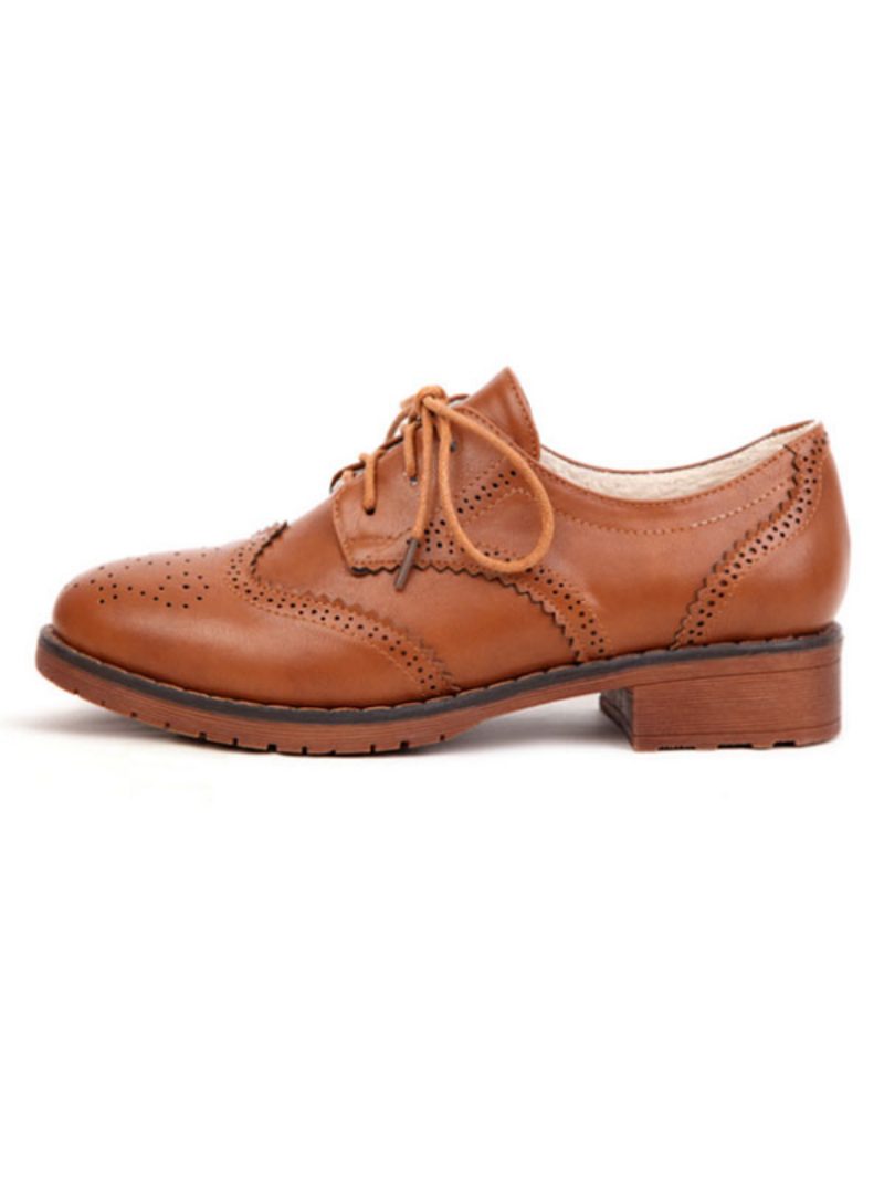 Brogue Wingtips-oxfords Für Damen Zum Schnüren - Kaffeebraun