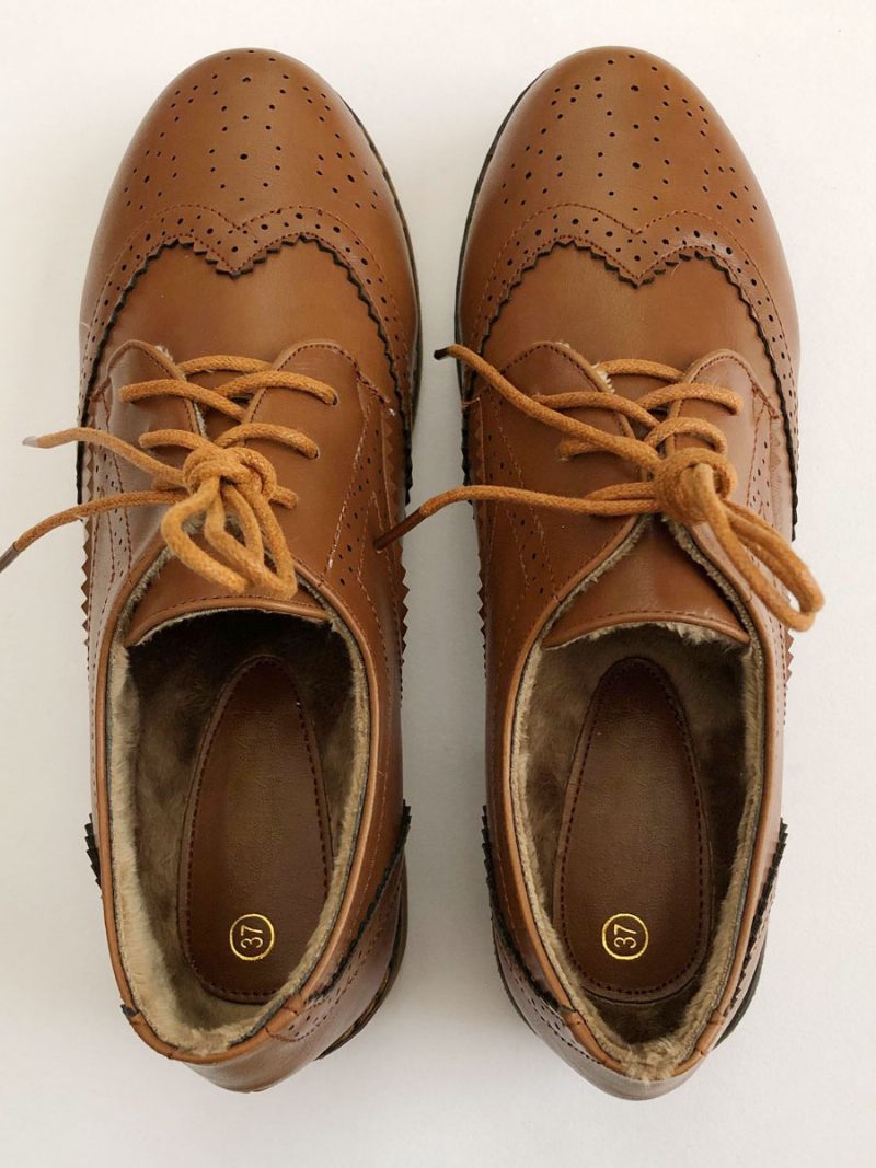 Brogue Wingtips-oxfords Für Damen Zum Schnüren - Kaffeebraun