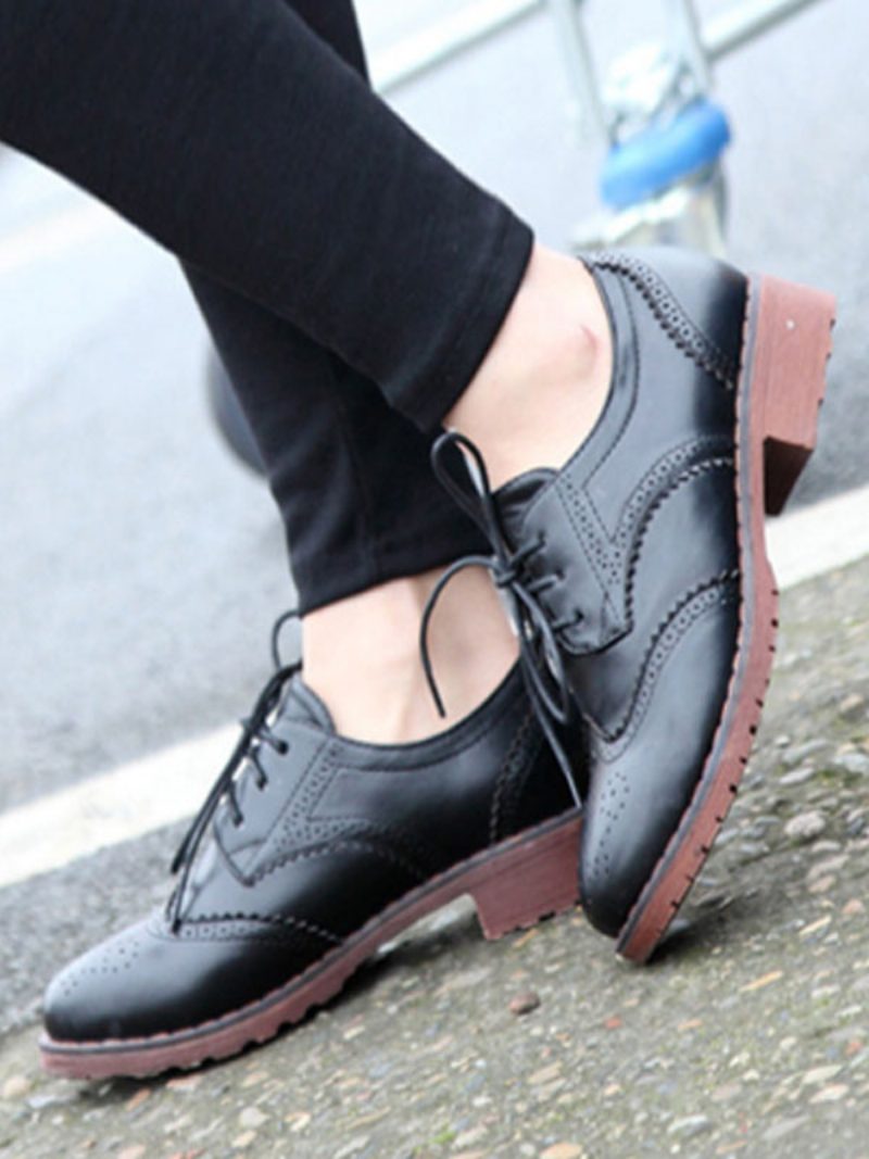 Brogue Wingtips-oxfords Für Damen Zum Schnüren - Schwarz