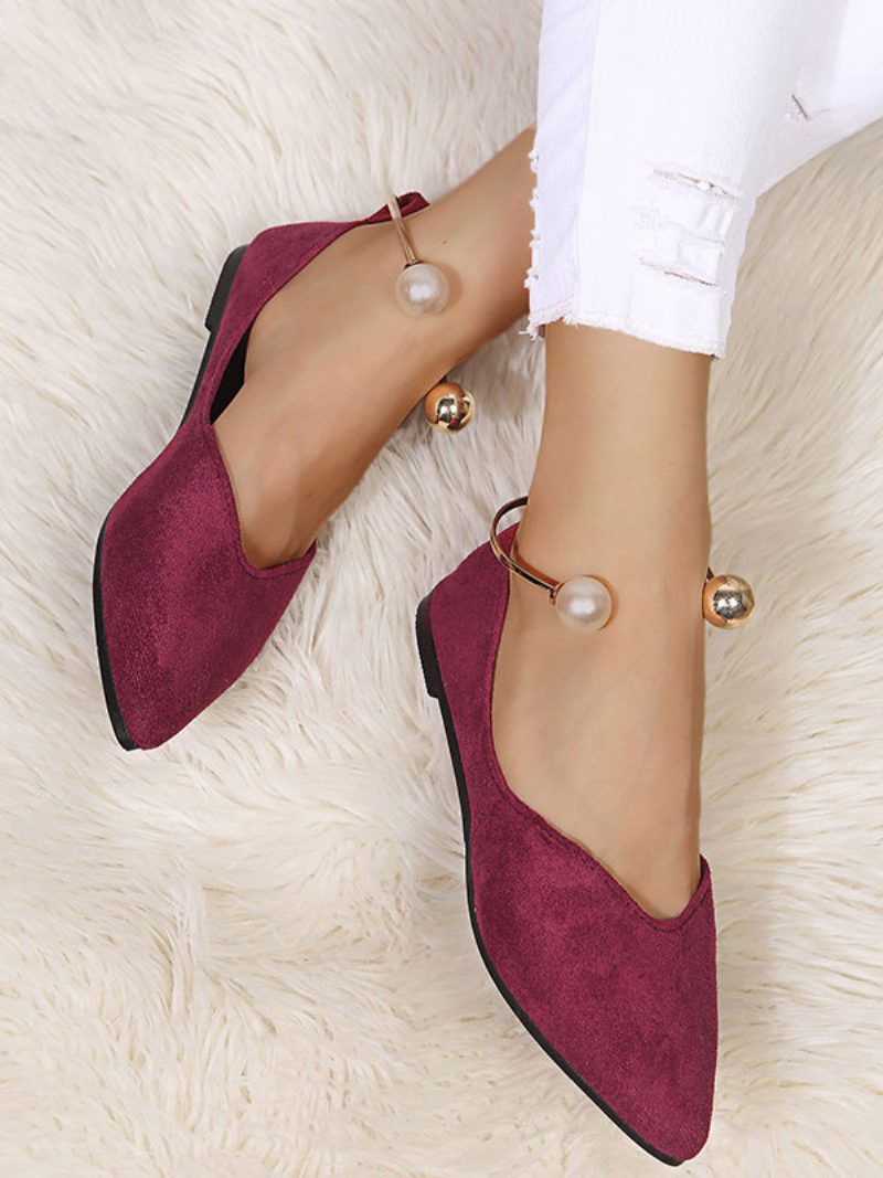 Damen-ballerinas Pearls Terry - Burgund