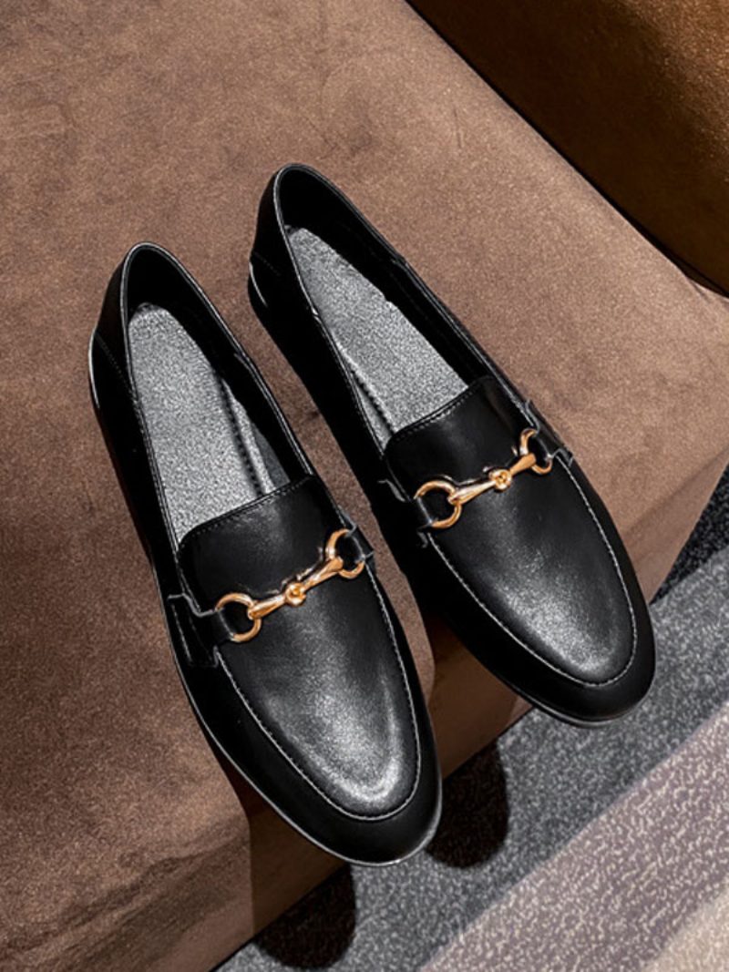 Damen-loafer Aus Pu-leder Mit Klobigem Absatz - Schwarz