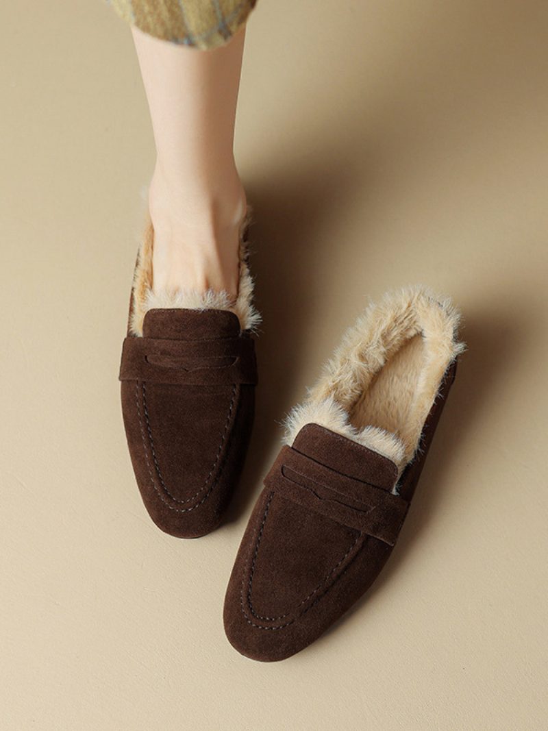 Damen-loafer Mit Stiletto-absatz Und Obermaterial Aus Micro-wildleder - Kaffeebraun