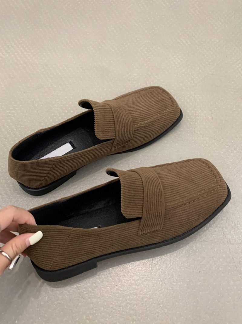 Flache Damen-loafer Aus Mikro-wildleder - Kaffeebraun