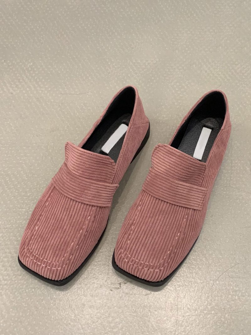 Flache Damen-loafer Aus Mikro-wildleder - Rosa