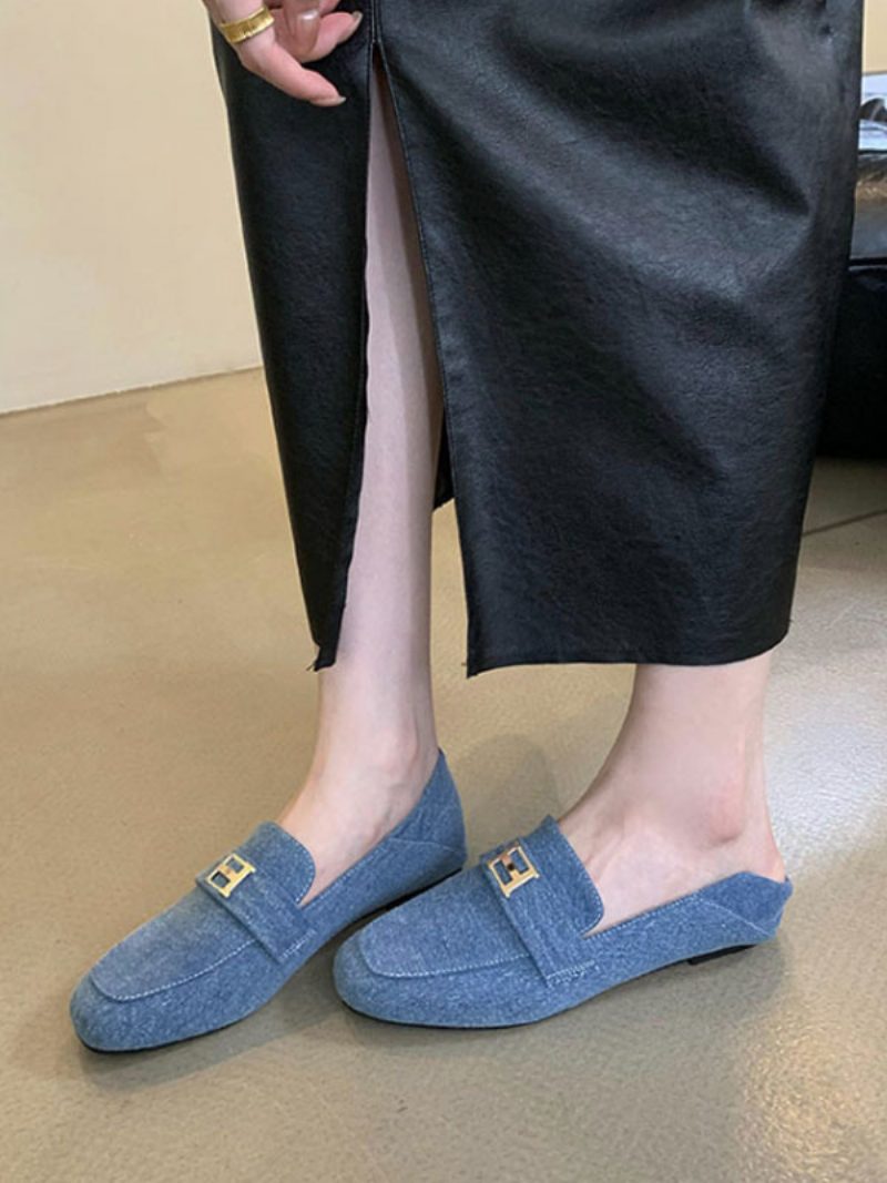 Flache Damen-loafer Aus Polyester - Hellhimmelblau