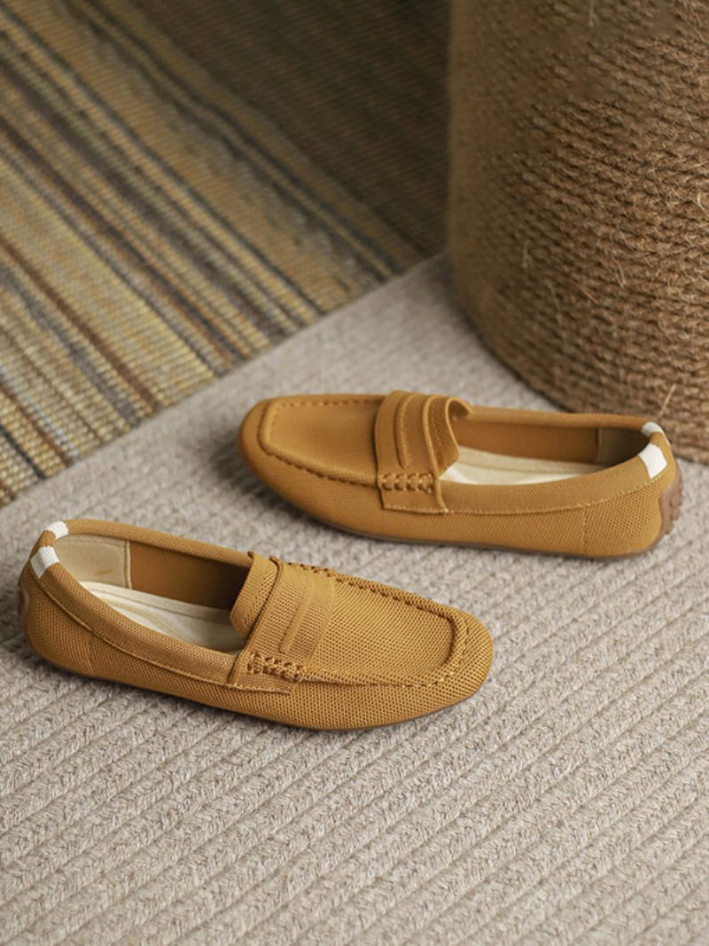 Flache Damen-slipper Mit Runder Zehenpartie Und Freizeitschuhen Zum Hineinschlüpfen - Kaffeebraun