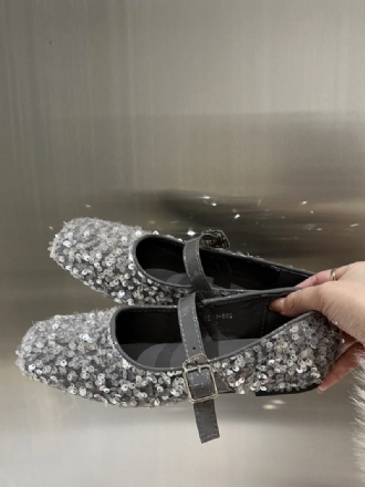 Glitzer-ballerinas Für Damen Mit Quadratischer Zehenpartie Mary Jane-partyschuhe