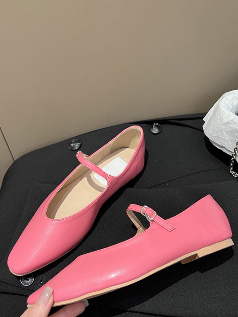 Schwarze Flache Damenschuhe. Mary-jane-ballerinas Mit Runder Zehenpartie - Rose