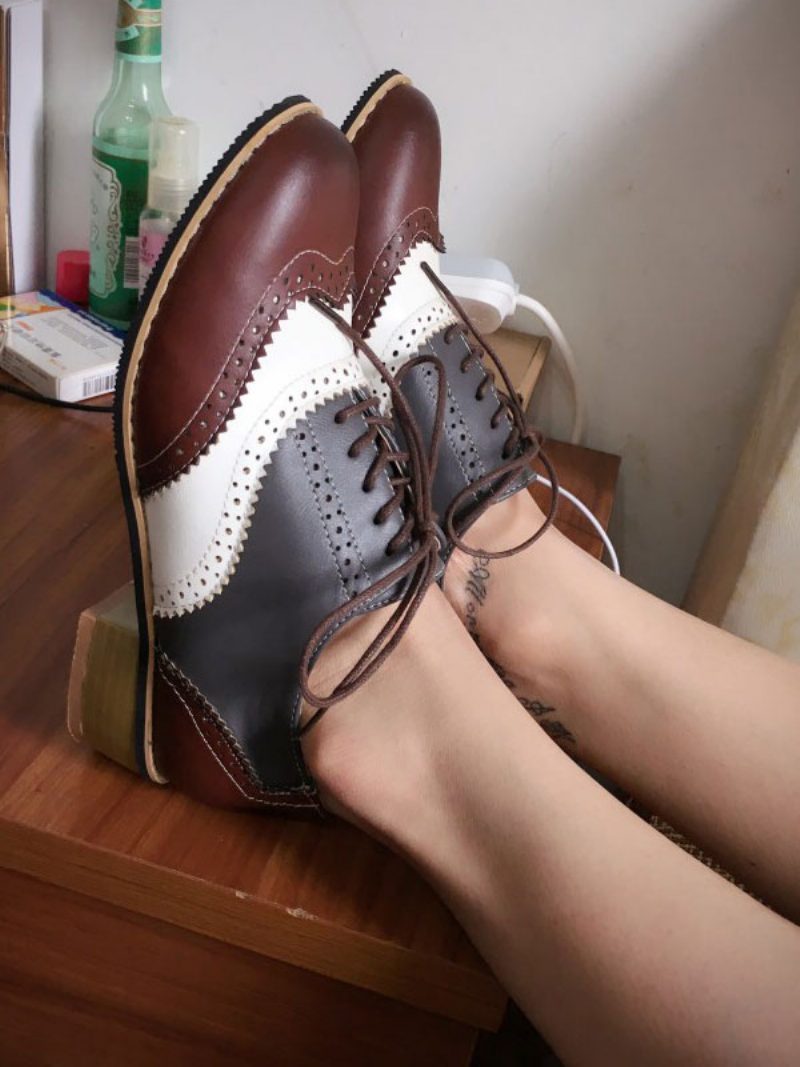 Wingtips-oxfords Für Damen Mit Absatz - Grau