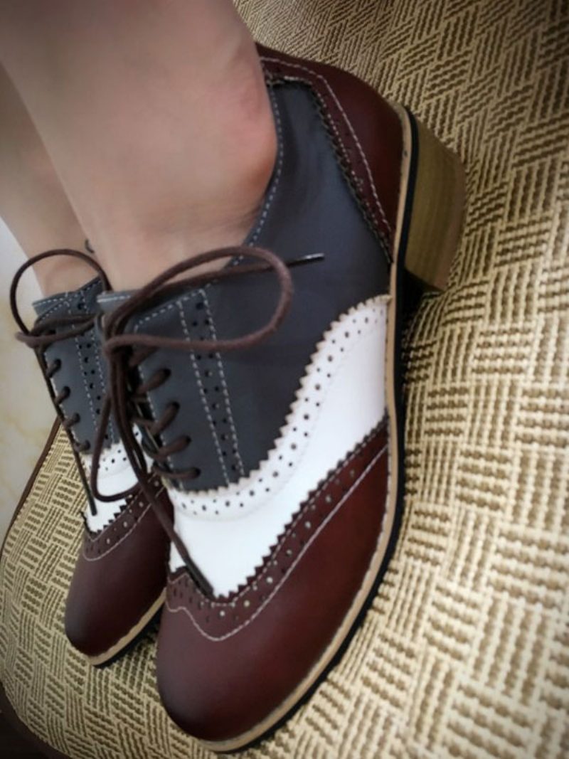 Wingtips-oxfords Für Damen Mit Absatz - Grau