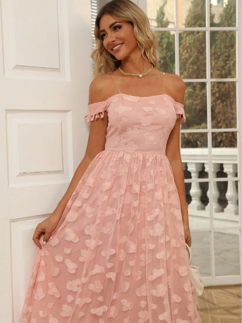 Ärmelloses Damenkleid Bedruckt Für Den Alltag Lässig Abschlussball Dating Maxikleider - Rosa