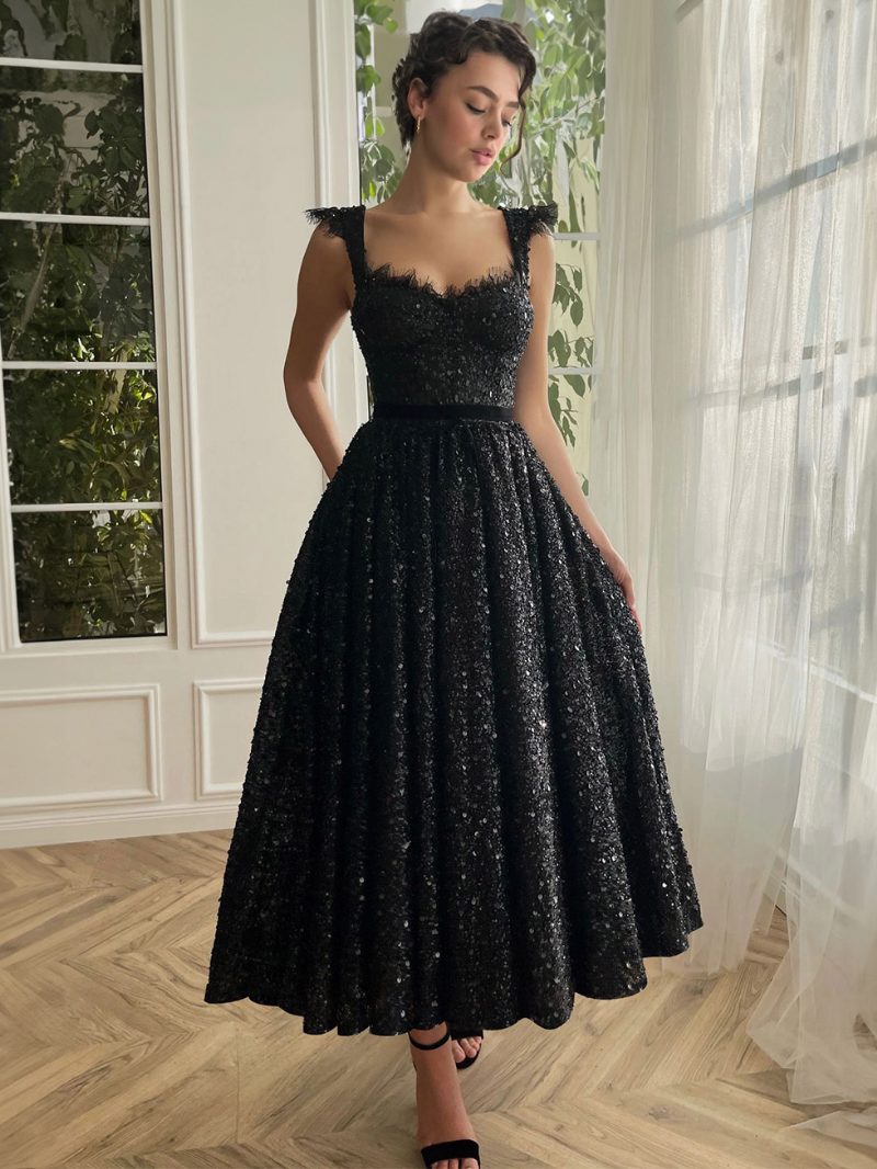 Damen-kleid Mit Pailletten Herzausschnitt Spitze Ärmellos Rückenfrei Midi-abschlussballkleid