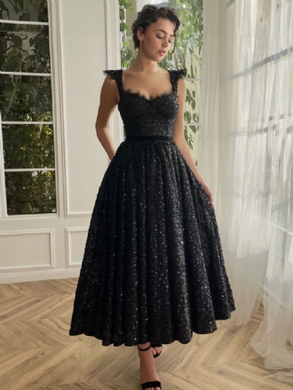 Damen-kleid Mit Pailletten Herzausschnitt Spitze Ärmellos Rückenfrei Midi-abschlussballkleid