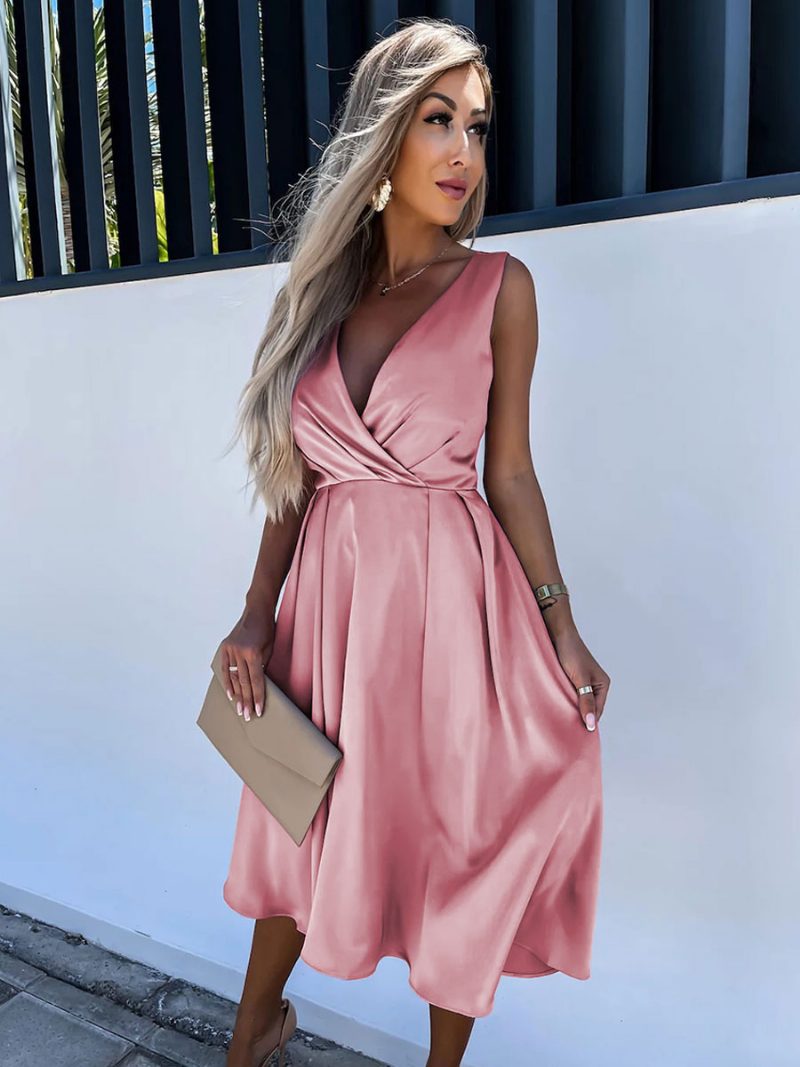 Damen-party-abschlussballkleider Aqua-ärmelloses Halbformelles Midi-kleid - Rosa