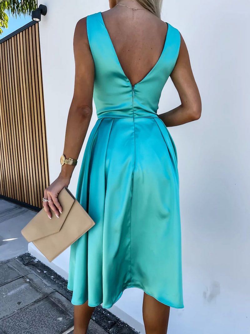 Damen-party-abschlussballkleider Aqua-ärmelloses Halbformelles Midi-kleid - Aqua