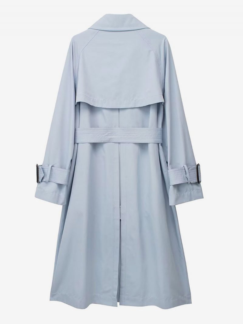 Damen-trenchcoat Babyblau Umlegekragen Lange Ärmel Oberbekleidung - Baby Blau