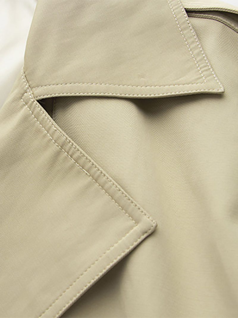 Damen-trenchcoat Gekerbtes Revers Gürtel Doppelte Brust Klassische Oberbekleidung - Khaki