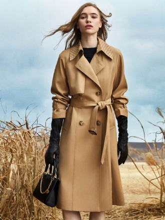 Trenchcoat Für Damen Gute Qualität Asymmetrischer Polyester-umlegekragen Knöpfe Lange Ärmel