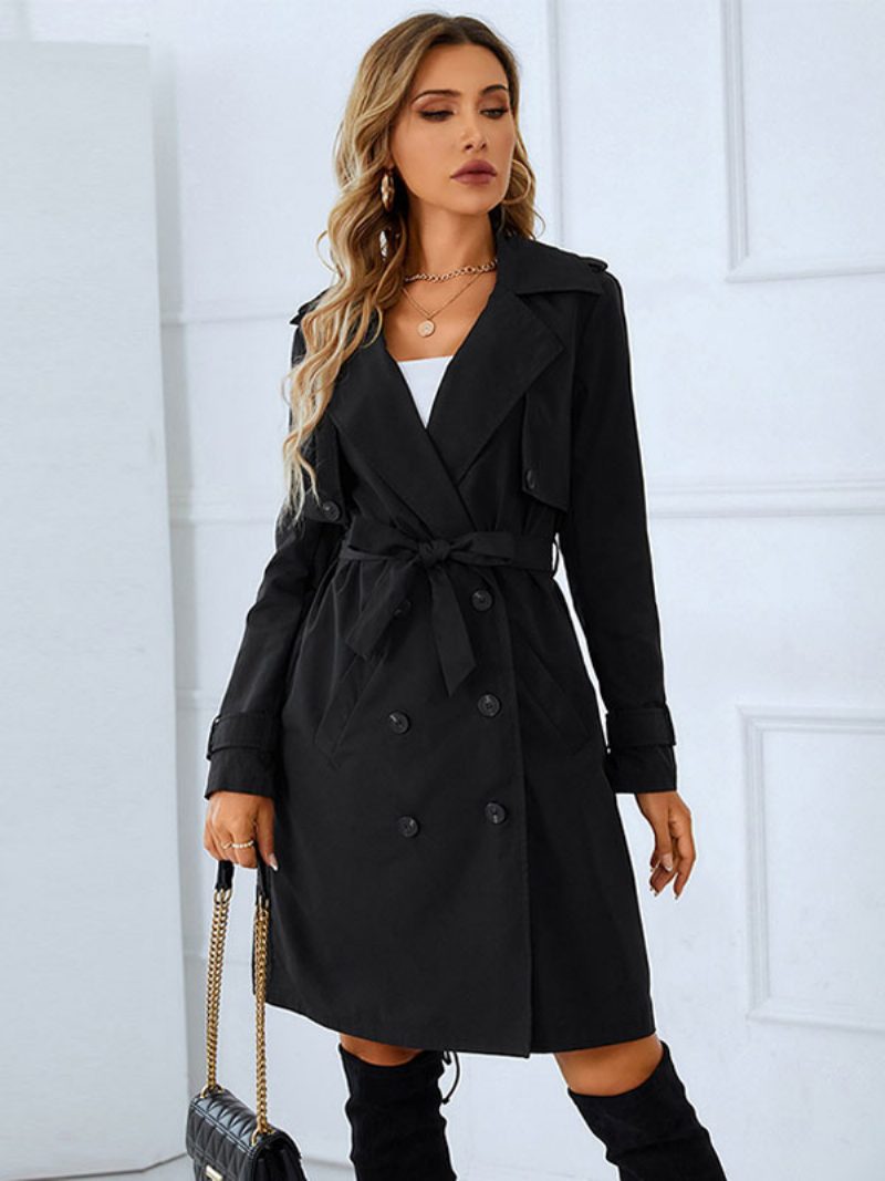 Trenchcoat Für Damen Gute Qualität Umlegekragen Knöpfe Lange Ärmel Warme Winter-oberbekleidung