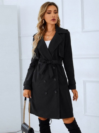 Trenchcoat Für Damen Gute Qualität Umlegekragen Knöpfe Lange Ärmel Warme Winter-oberbekleidung