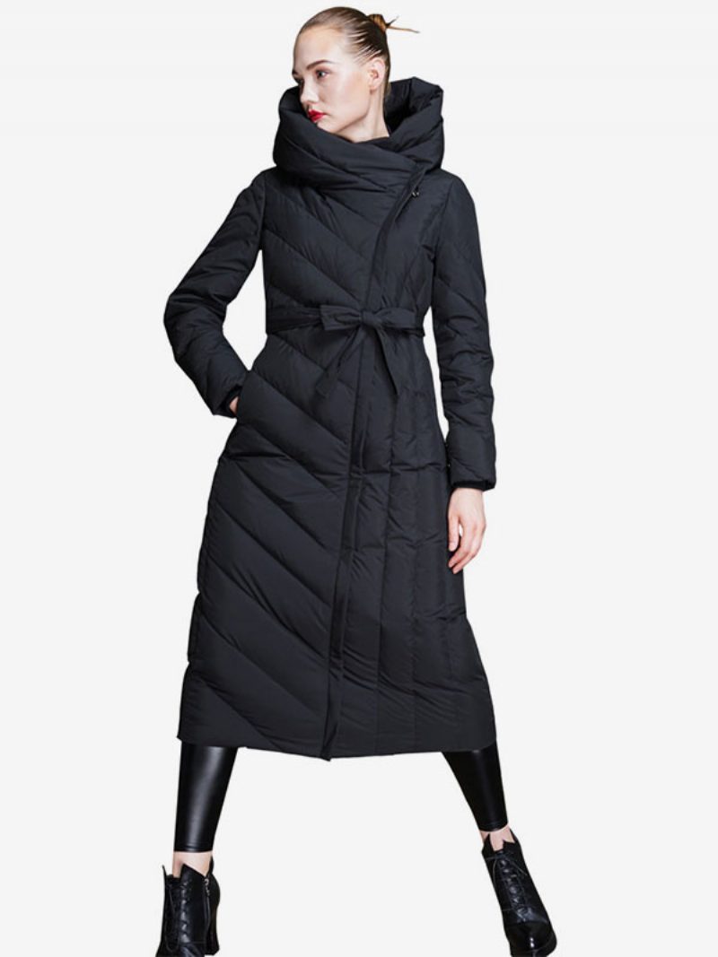 Damen-daunenmantel Klassische Entendaunen-winter-warme Oberbekleidung - Schwarz