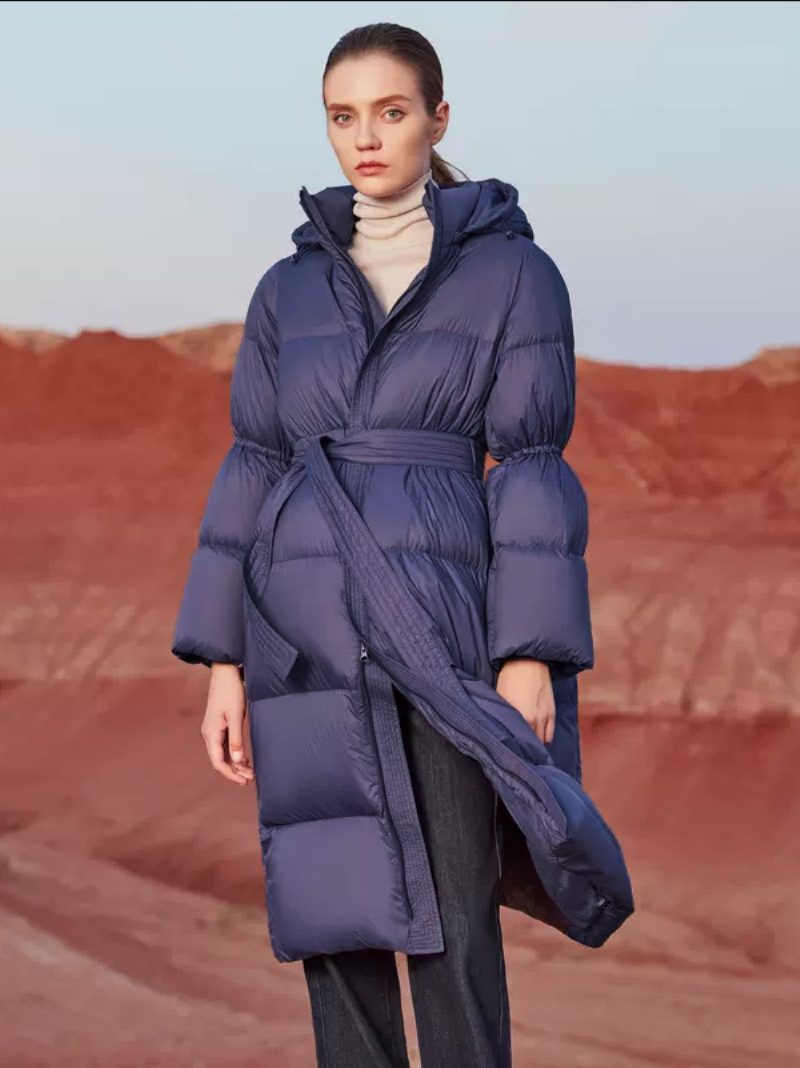 Daunenmantel Mit Kapuze Lila Lange Puffer-winteroberbekleidung Für Damen