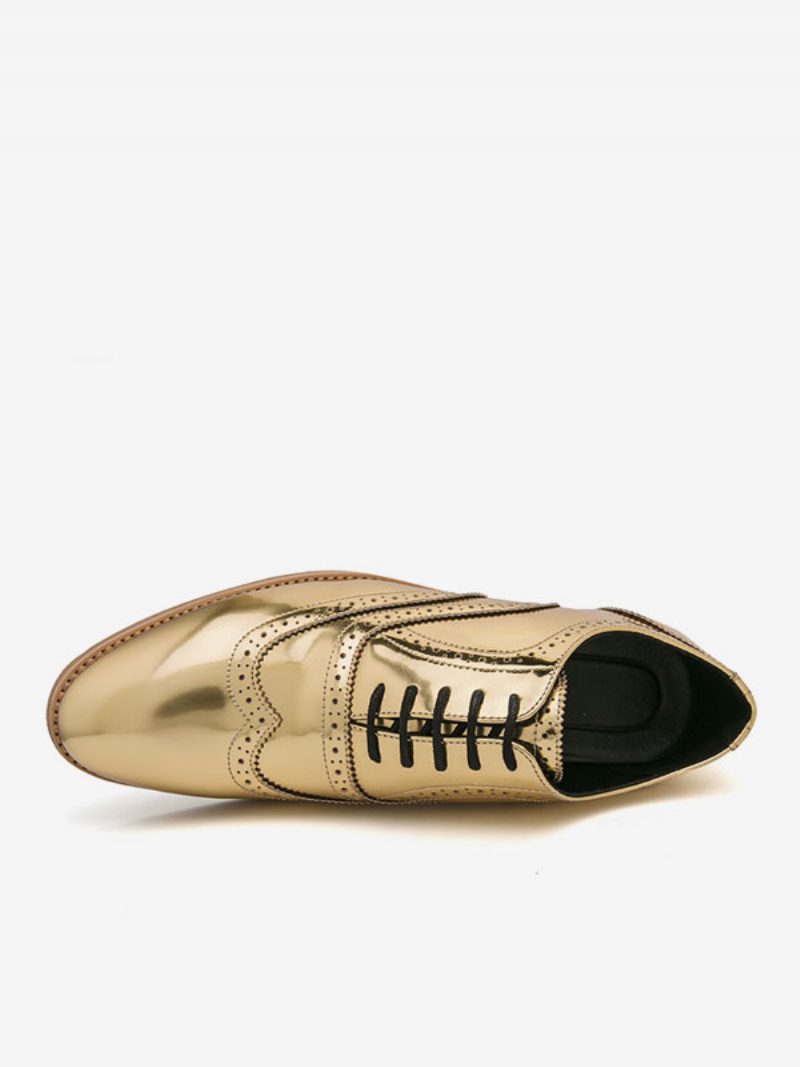 Abendschuhe Für Herren Fantastische Schnürschuhe Aus Pu-leder Abschlussball Party Hochzeit - Gold