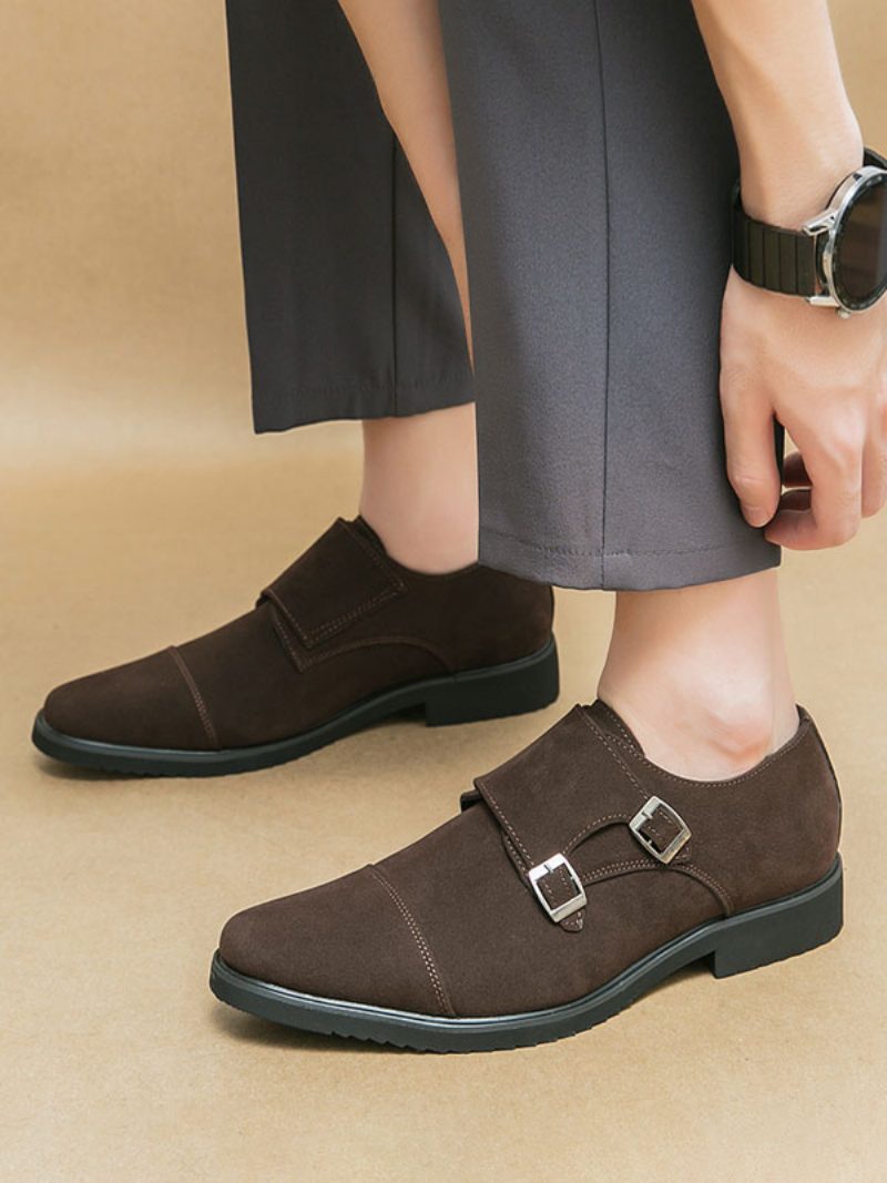 Abendschuhe Für Herren Hochwertige Runde Zehen-slip-on-schuhe Aus Pu-leder Abschlussball Und Party - Kaffeebraun