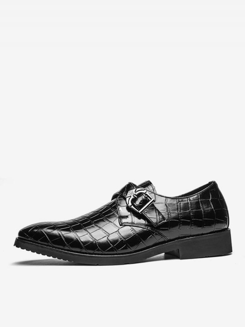 Abendschuhe Für Herren Moderne Slip-on-schuhe Aus Pu-leder Mit Runder Zehenpartie - Schwarz