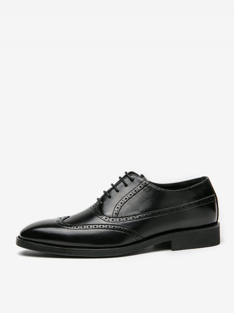 Abendschuhe Für Herren Modisch Runder Zehenriemen Verstellbar Pu-leder Oxford-schuhe Bräutigam-schuhe - Schwarz