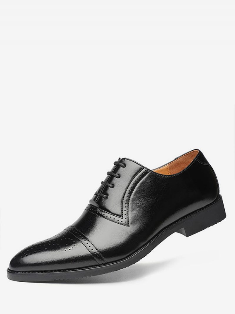 Herren Cap Toe Brogue Oxfords Hochzeitskleid Oxford Formelle Schuhe Weiß - Schwarz