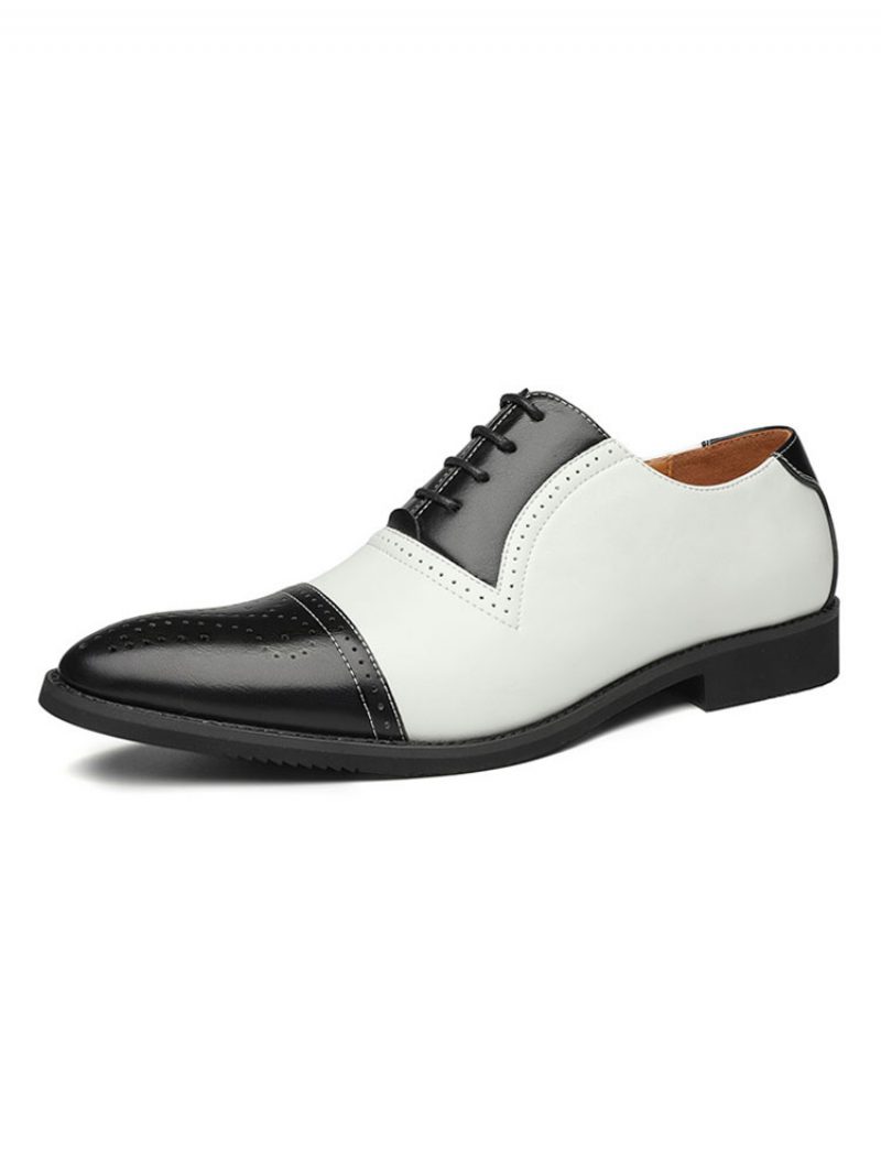 Herren Cap Toe Brogue Oxfords Hochzeitskleid Oxford Formelle Schuhe Weiß - Weiß