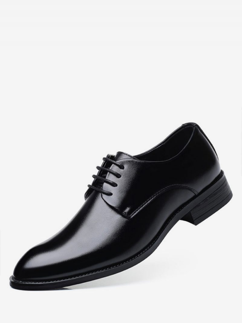 Herren-hochzeitskleid-oxford-formelle Schuhe Stilvoller Spitzer Zehenriemen Verstellbares Pu-leder - Schwarz