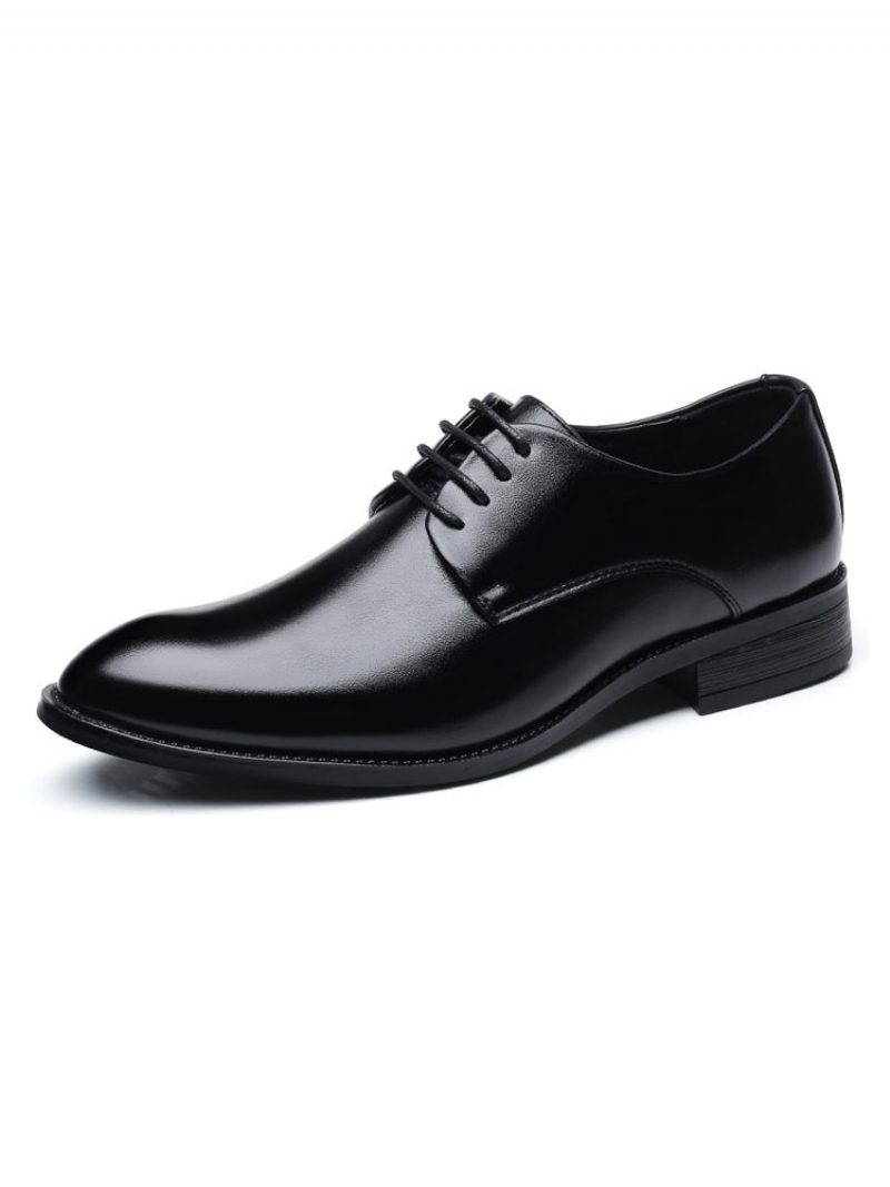 Herren-hochzeitskleid-oxford-formelle Schuhe Stilvoller Spitzer Zehenriemen Verstellbares Pu-leder - Schwarz