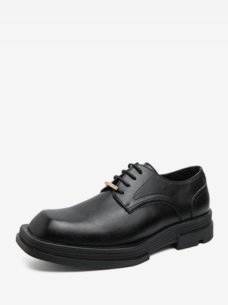 Herren-kleiderschuhe Fantastischer Quadratischer Zehenriemen Verstellbares Pu-leder - Schwarz