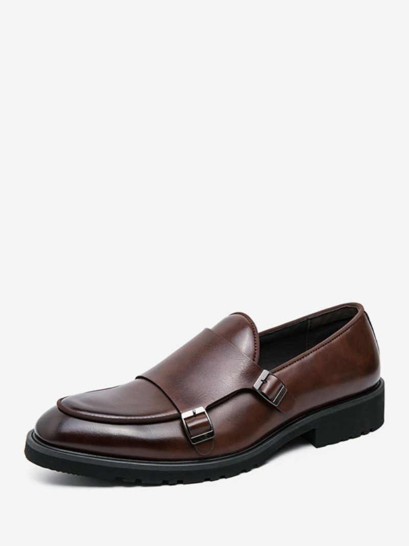 Herren-kleiderschuhe Moderne Slip-on-schuhe Mit Runder Zehenpartie Und Monk-riemen