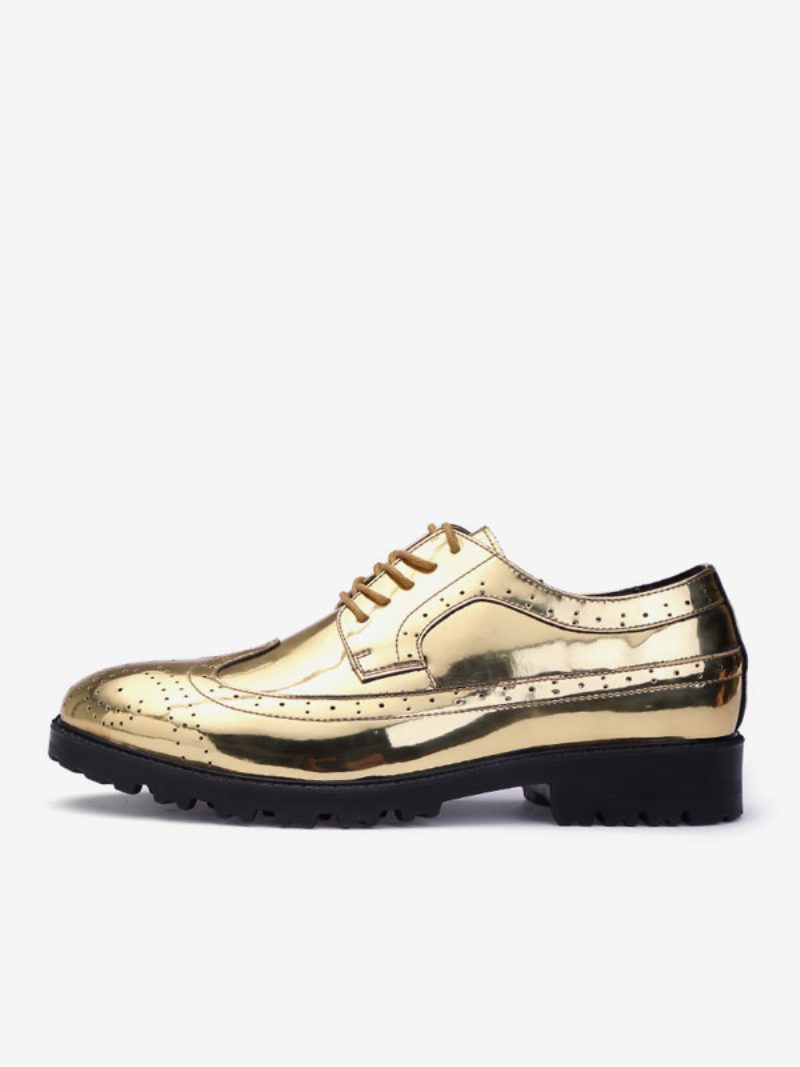 Herren-kleiderschuhe Modisch Runder Zehenriemen Verstellbares Pu-leder - Gold