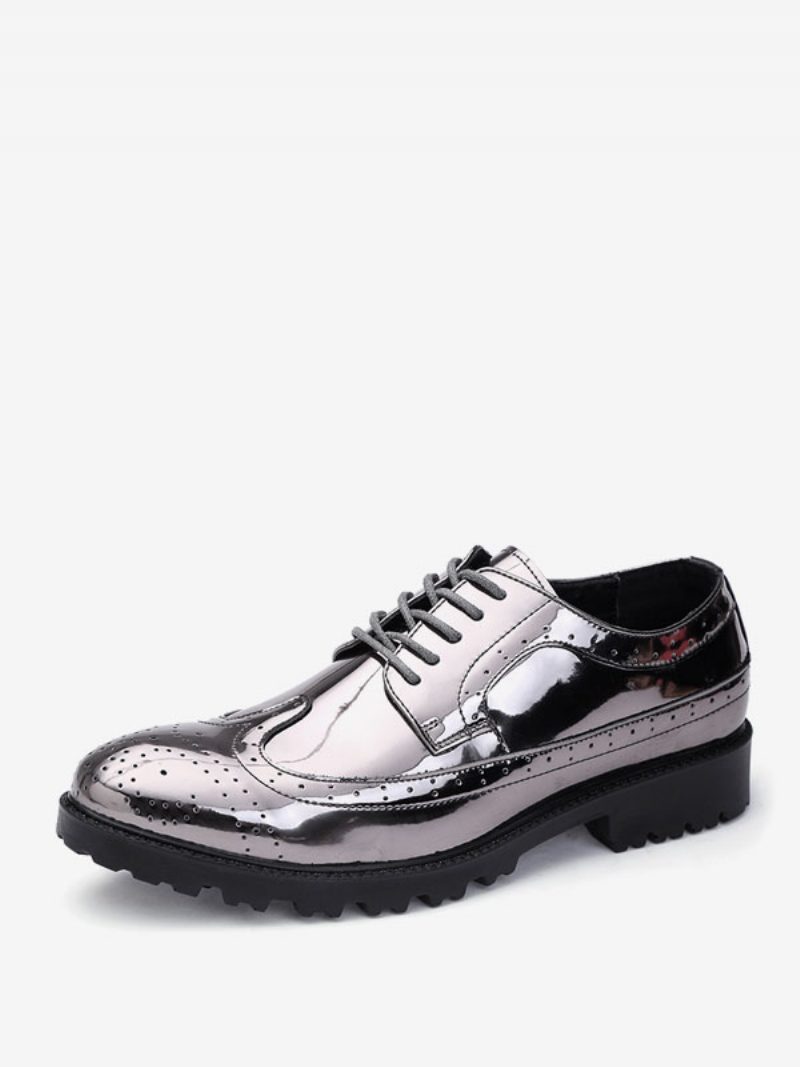 Herren-kleiderschuhe Modisch Runder Zehenriemen Verstellbares Pu-leder - Silber