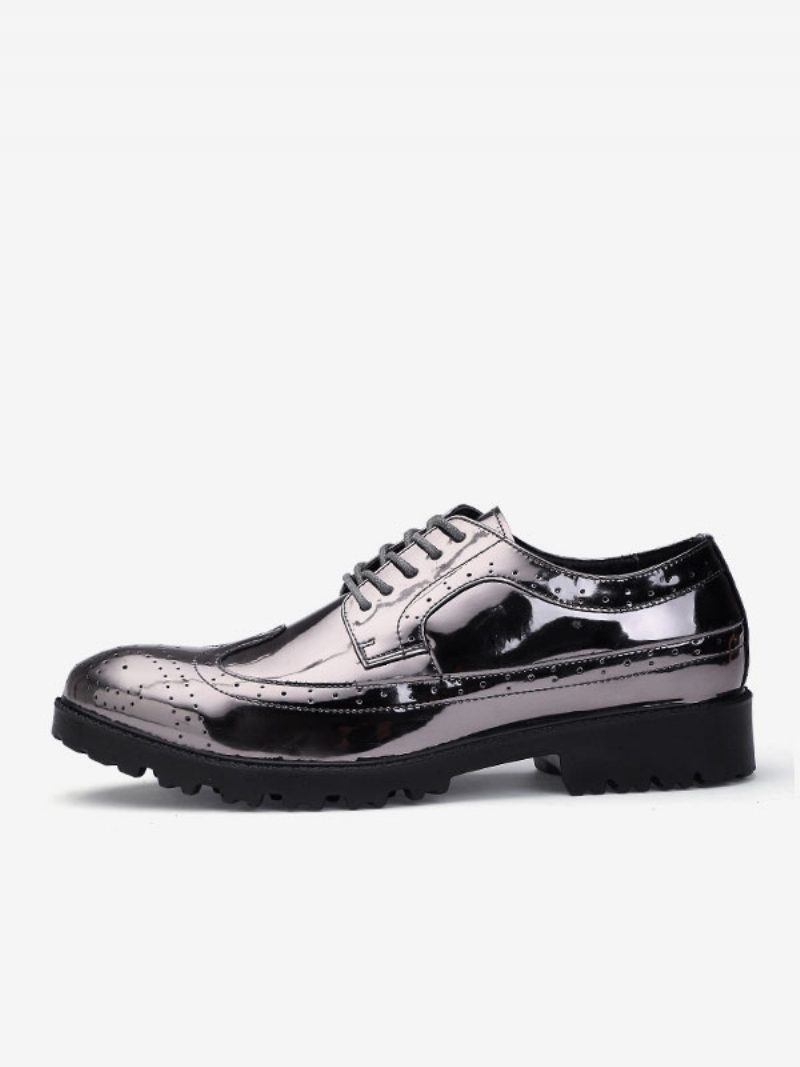 Herren-kleiderschuhe Modisch Runder Zehenriemen Verstellbares Pu-leder - Silber